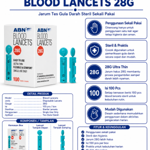 Blood Lancets ABN 28G — Jarum Tes Gula Darah Steril (Isi 100 Pcs)