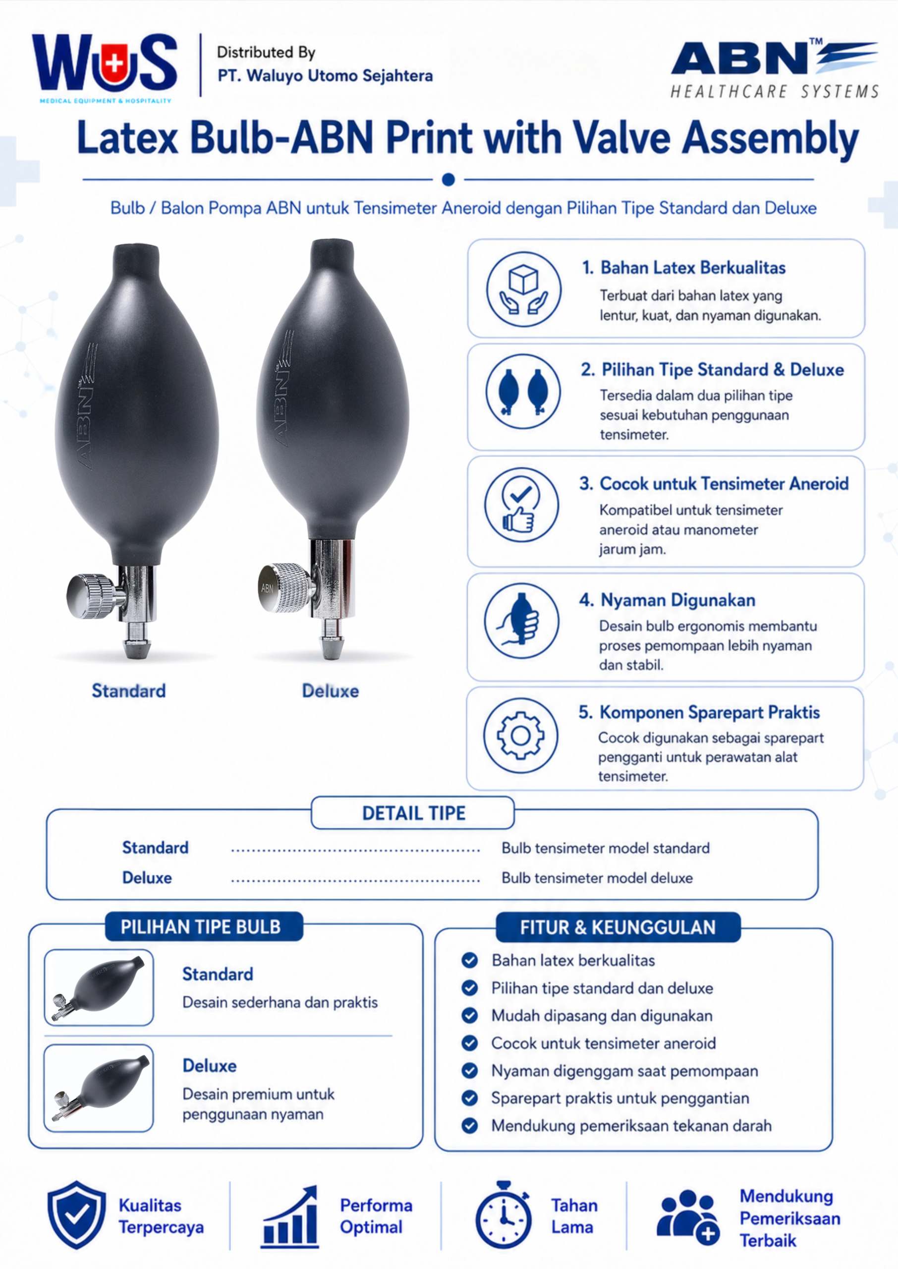 Bulb Latex ABN dengan Valve Assembly — Sparepart Tensimeter Aneroid