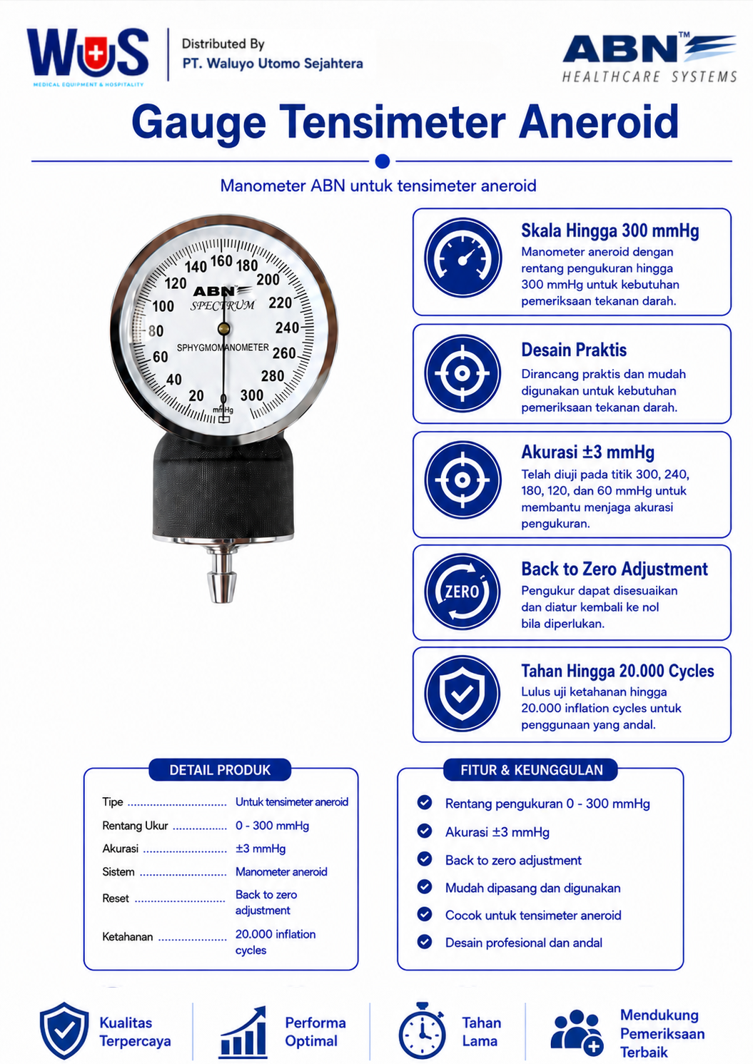 Gauge (Manometer) Tensimeter Aneroid ABN