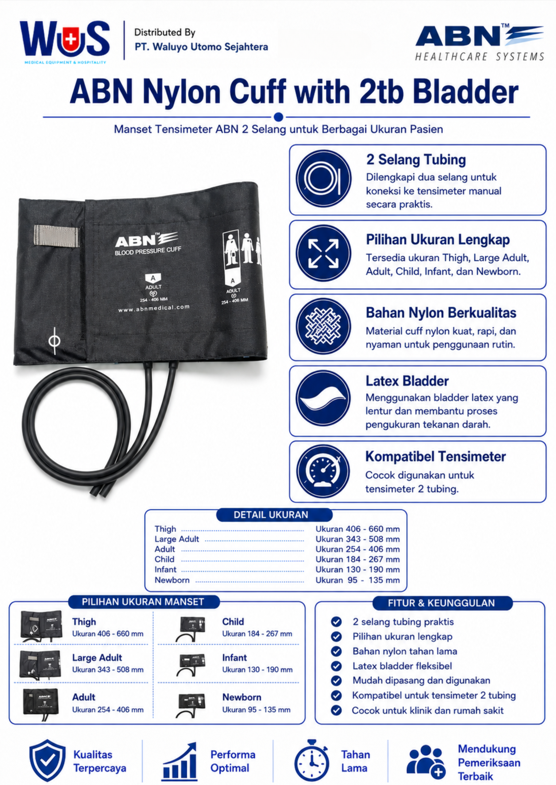 Manset Tensimeter ABN 2 Selang — Nylon Cuff