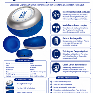 Stetoskop Digital ABN Sonic, dengan Bluetooth & Aplikasi Sonic Pro/Care