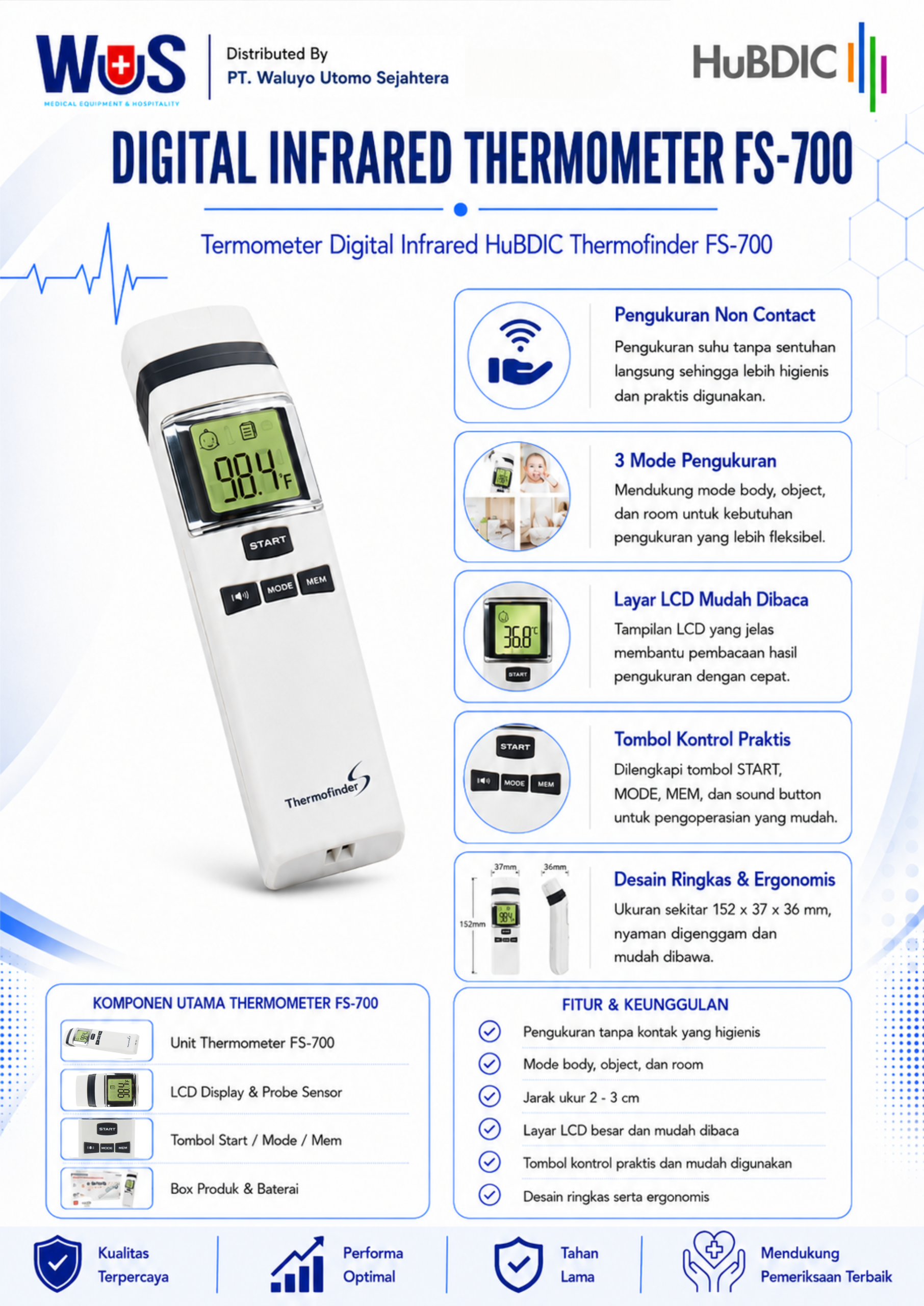 Termometer Digital Infrared HuBDIC Thermofinder FS-700